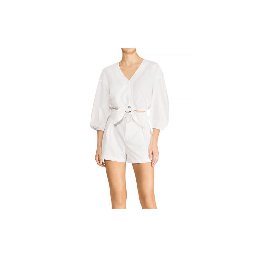 PARKER Womens Ivory Belted Pleated Pocketed Zippered High Waist Shorts 12